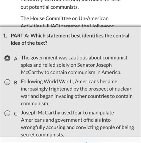Find and create gamified quizzes, lessons, presentations, and flashcards for students, employees, and everyone else. . Mccarthyism commonlit which quote from the text best supports the answer to part a